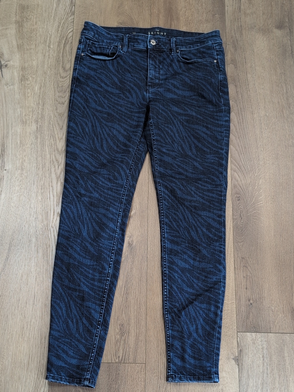 White House Black Market Dark Blue Zebra-Print Skinny Jeans